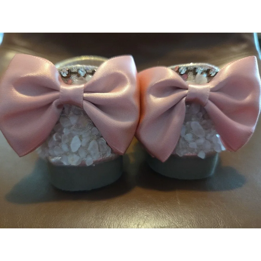 DINGDXIAOX RIBBON GLITTER Pink BABY TODDLER SHOES SANDALS Size 6.5‎ US 22 EUR